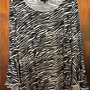 MSK Black and White Zebra Print Blouse, XL